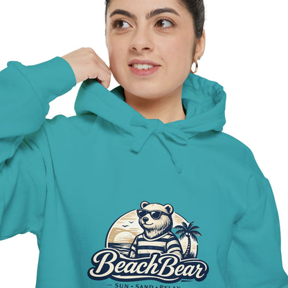 Beach Bear Hoodie — Vintage Surf Bear Graphic "Beach Bear" Comfort Pullover