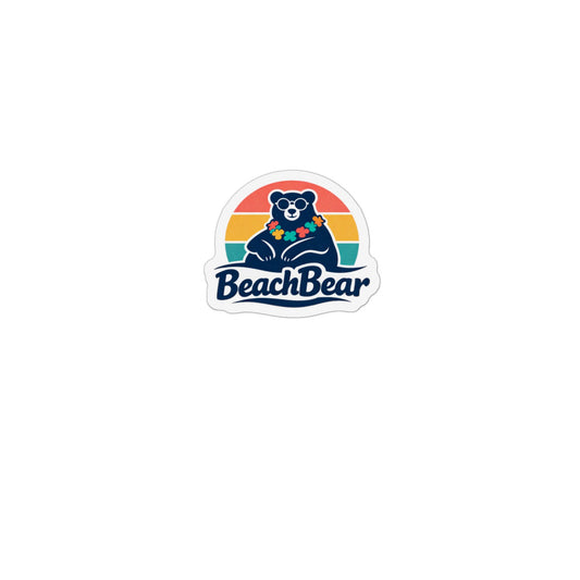Beach Bear Custom Shape Magnet — Retro Rainbow Surf Sticker Magnet