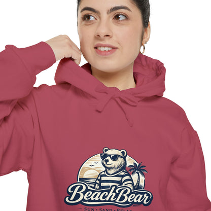 Beach Bear Hoodie — Vintage Surf Bear Graphic "Beach Bear" Comfort Pullover