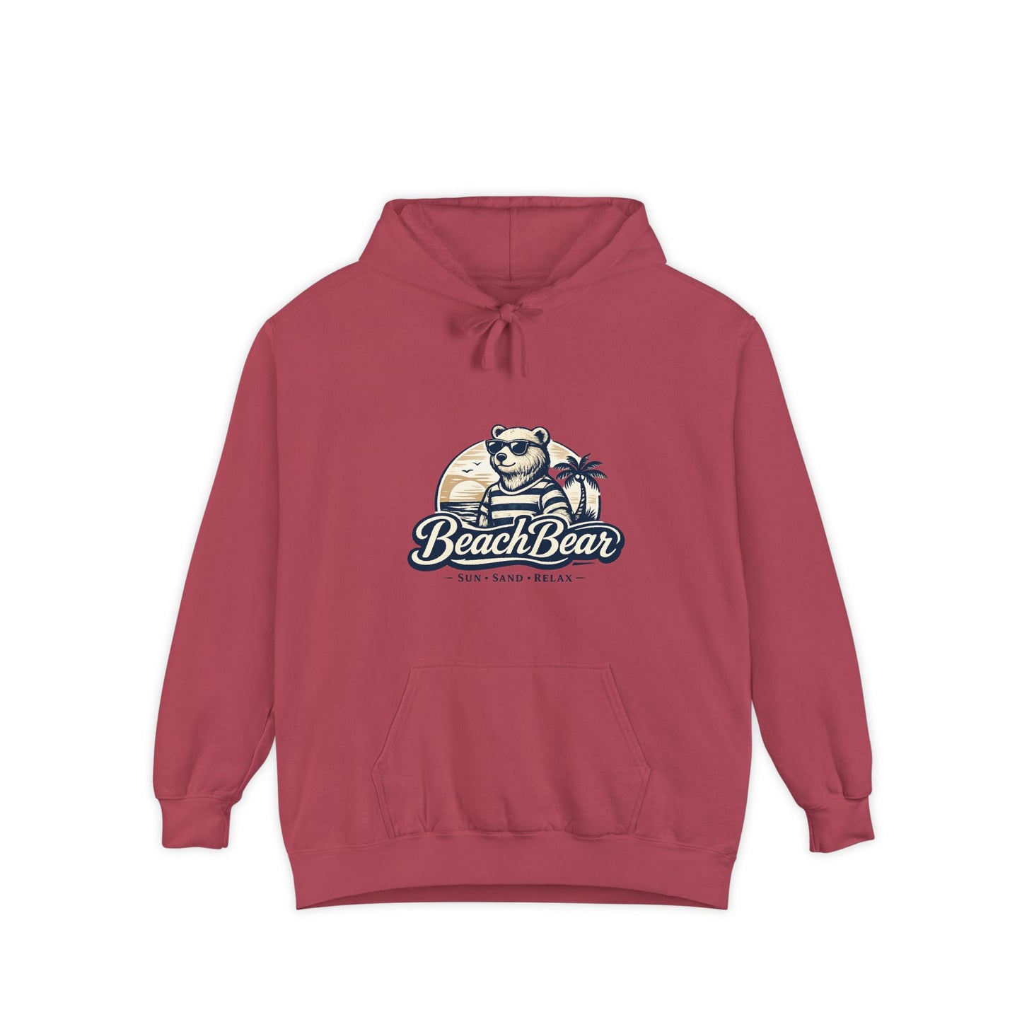 Beach Bear Hoodie — Vintage Surf Bear Graphic "Beach Bear" Comfort Pullover
