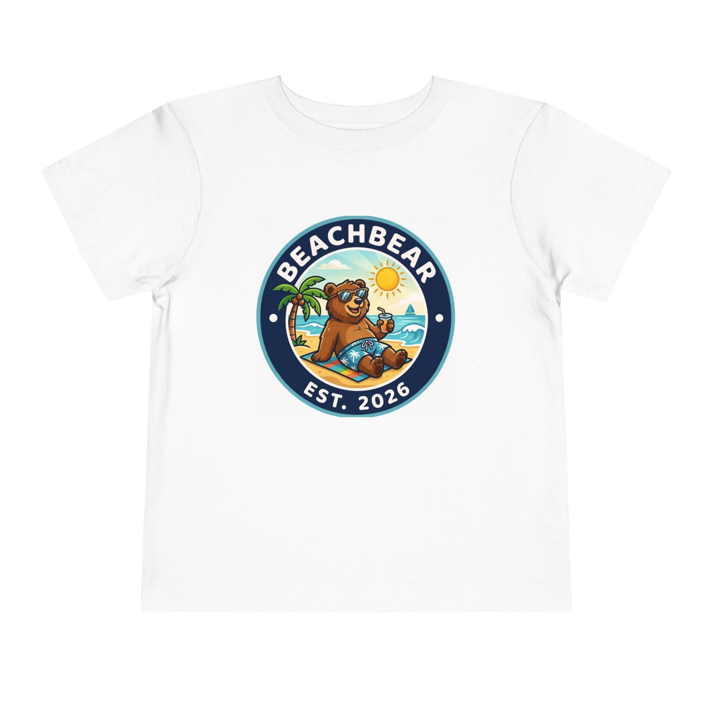 Beachbear Toddler Tee - Cute Summer Surfing Bear "Beachbear" Graphic Shirt (TikTok Est. 2024)