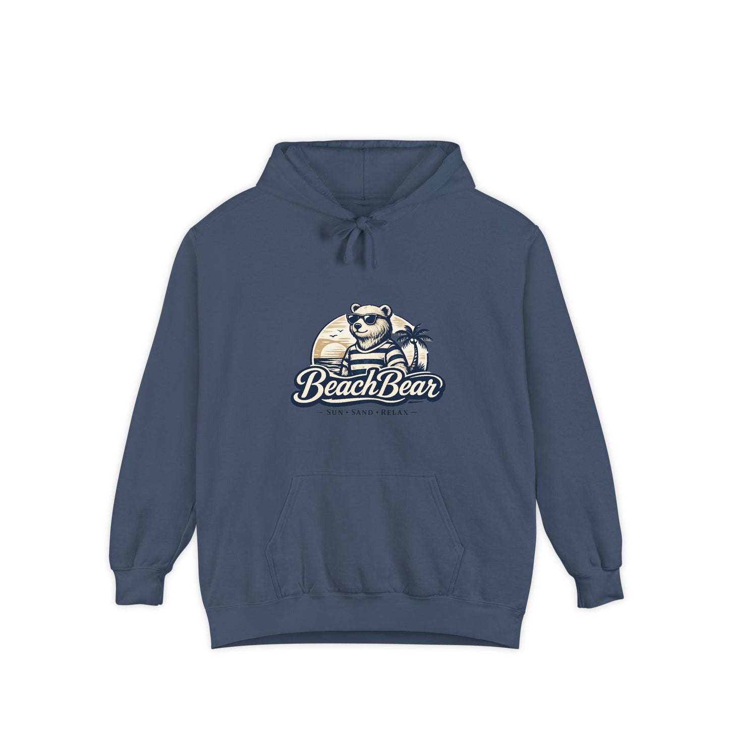 Beach Bear Hoodie — Vintage Surf Bear Graphic "Beach Bear" Comfort Pullover