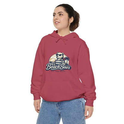 Beach Bear Hoodie — Vintage Surf Bear Graphic "Beach Bear" Comfort Pullover