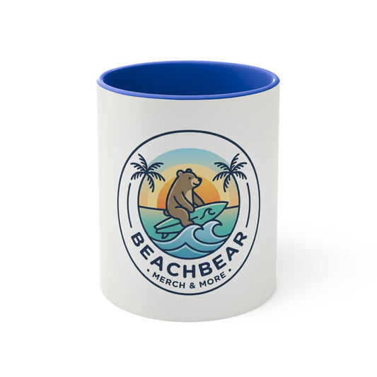 Beach Bear Surf Logo Accent Mug – 11oz Coastal Coffee Cup