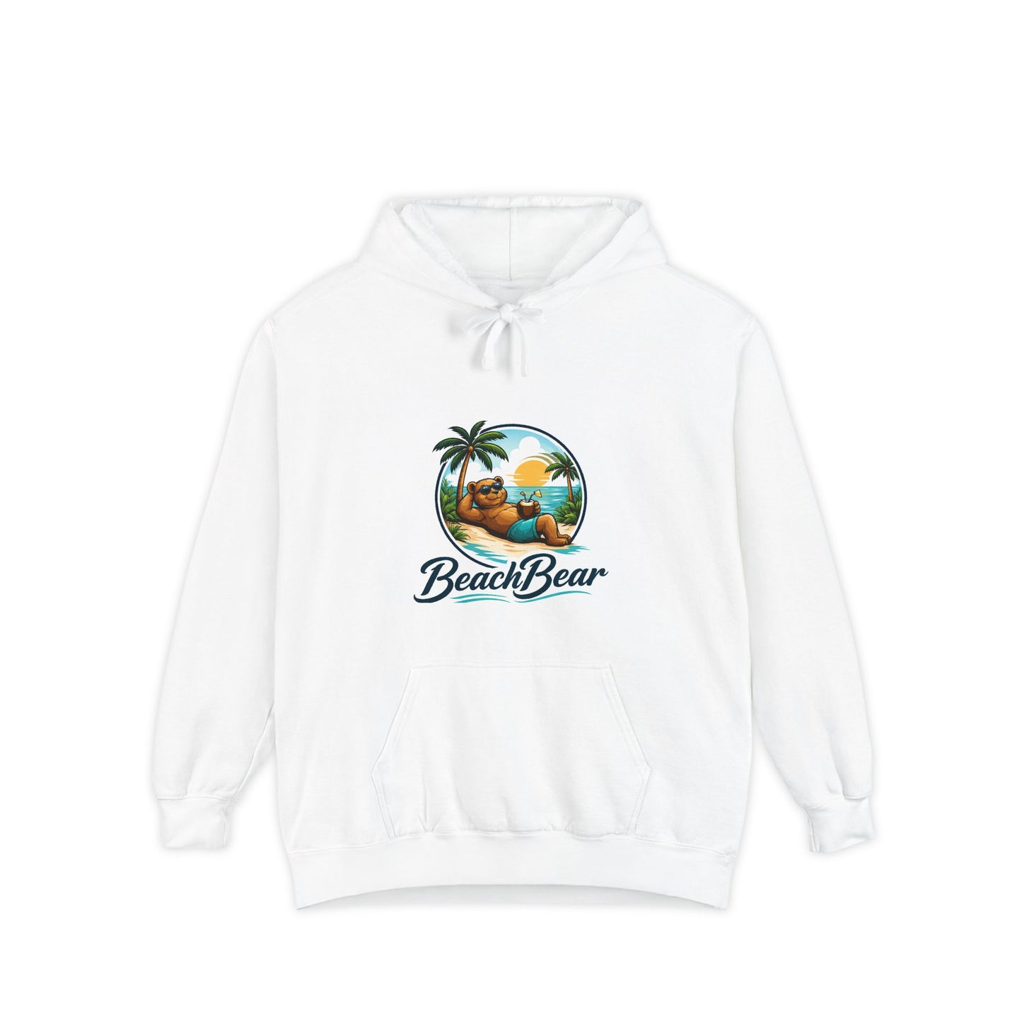Hoodie — Beach Bear Graphic Hoodie (Relaxed Tropical Sunset Design)