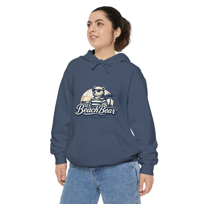 Beach Bear Hoodie — Vintage Surf Bear Graphic "Beach Bear" Comfort Pullover