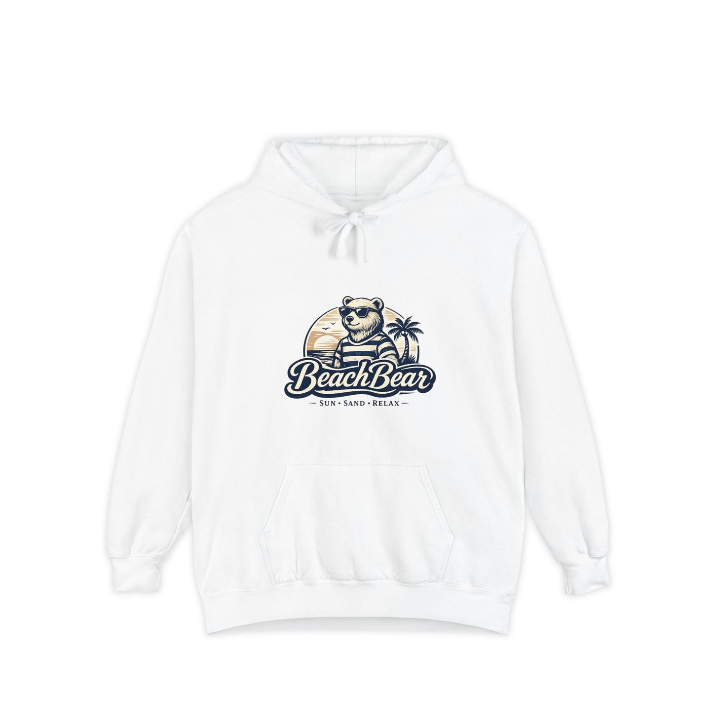 Beach Bear Hoodie — Vintage Surf Bear Graphic "Beach Bear" Comfort Pullover