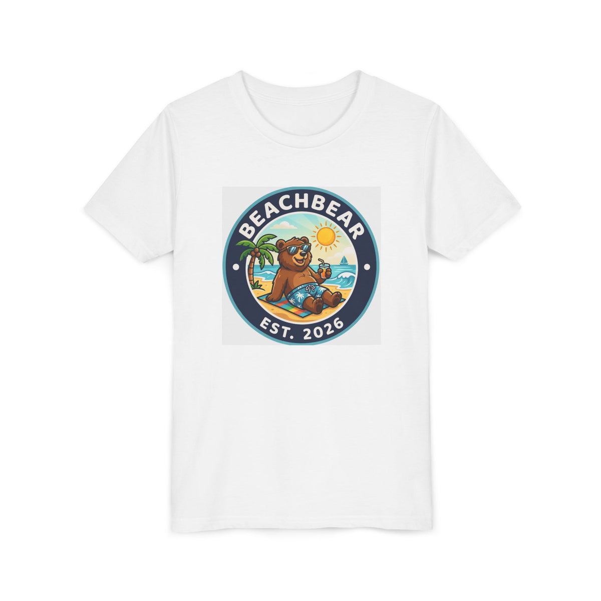 Youth Tee – "Beachbear" Summer Surf Cartoon (TikTok | Est. 2024)