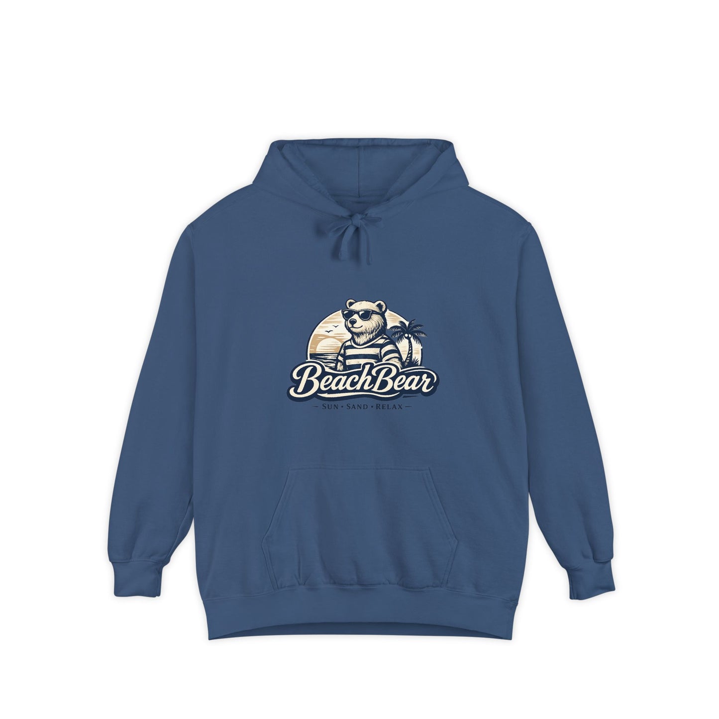 Beach Bear Hoodie — Vintage Surf Bear Graphic "Beach Bear" Comfort Pullover