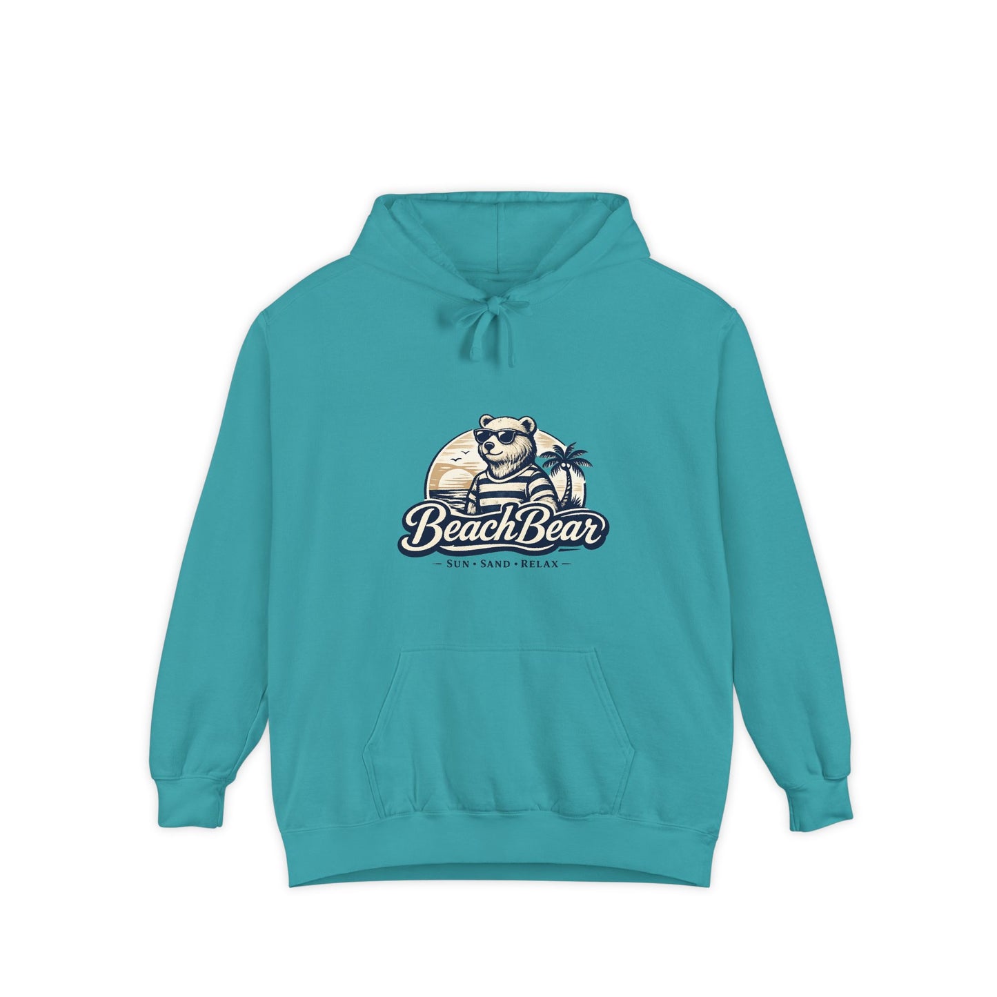 Beach Bear Hoodie — Vintage Surf Bear Graphic "Beach Bear" Comfort Pullover