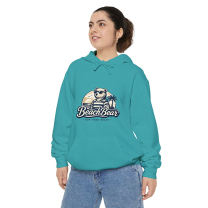 Beach Bear Hoodie — Vintage Surf Bear Graphic "Beach Bear" Comfort Pullover