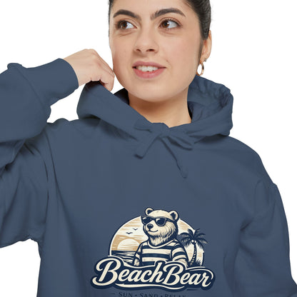 Beach Bear Hoodie — Vintage Surf Bear Graphic "Beach Bear" Comfort Pullover