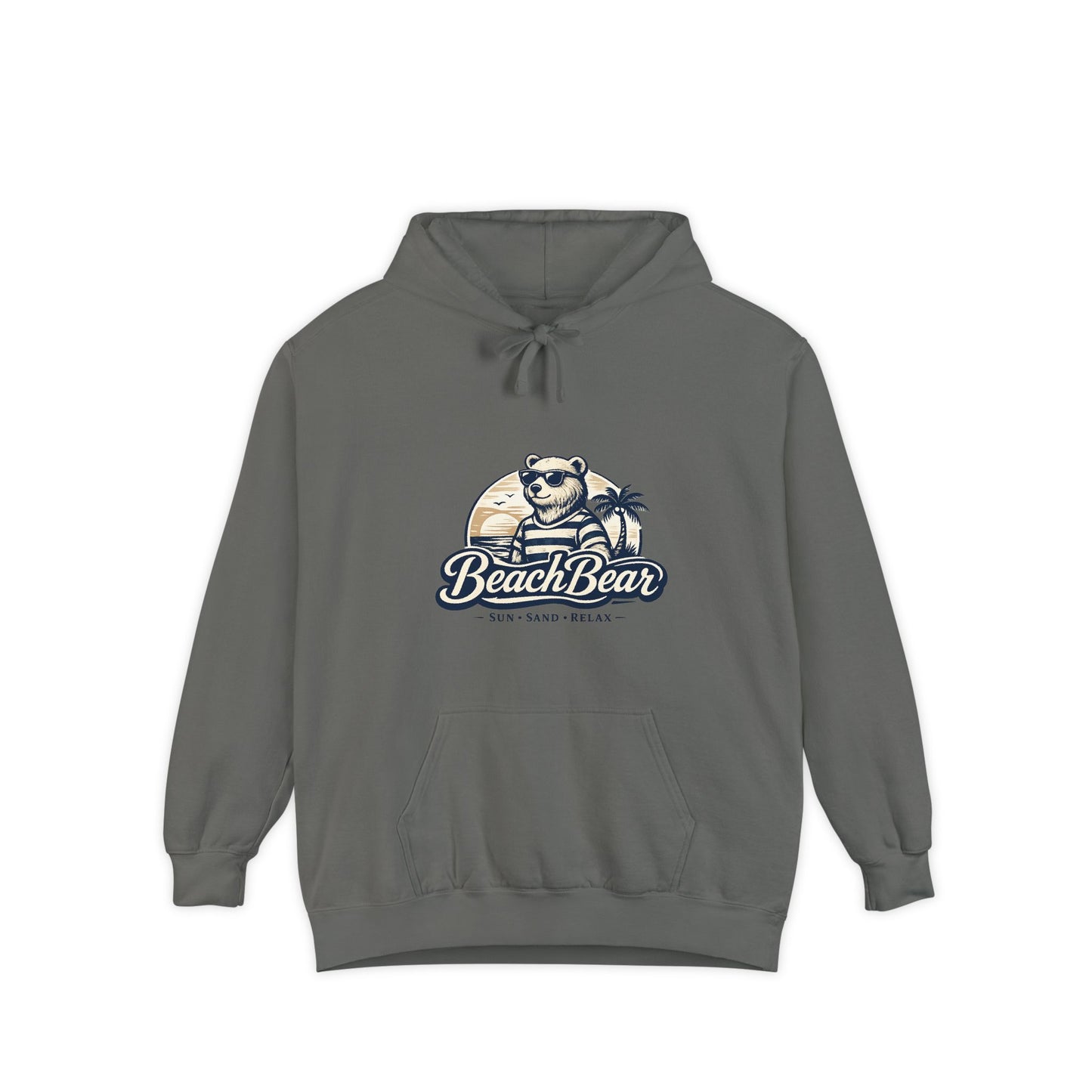 Beach Bear Hoodie — Vintage Surf Bear Graphic "Beach Bear" Comfort Pullover