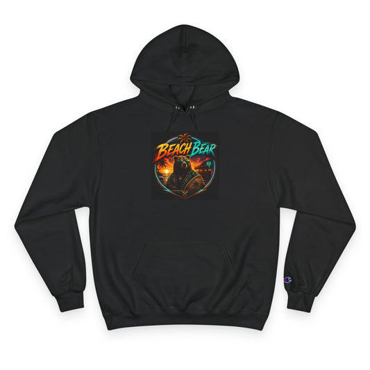 Beach Bear Hoodie - Retro Surf Graphic Champion-Style Pullover