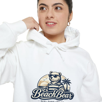Beach Bear Hoodie — Vintage Surf Bear Graphic "Beach Bear" Comfort Pullover